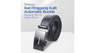 RHODEY Tali Ikat Pinggang Kulit Luxury dengan Automatic Buckle - GSPR - Black