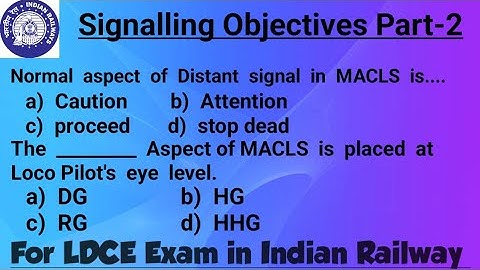 Indian Railway Departmental Exam Questions with Answers | LDCE |Railway Signalling Objectives Part-2