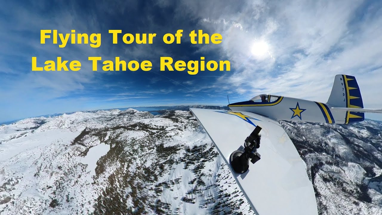 Lake Tahoe From the Air - Scenic flight over a snowy South Lake Tahoe area