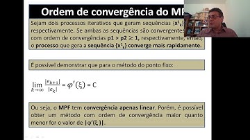 Curso Cálculo Numérico - Modulo 02 - Aula 21 - Ordem de convergência do método do ponto fixo