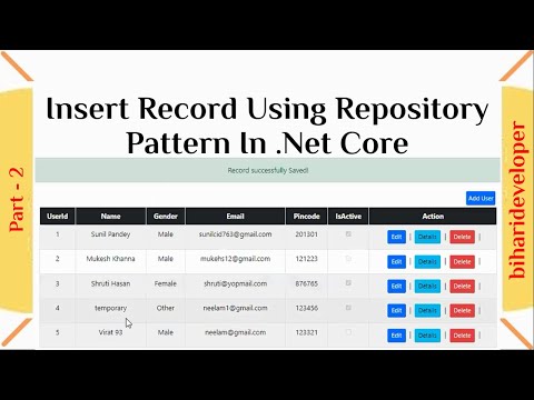 CRUD Operation (Insert Record) Using Repository Pattern in Asp.net Core Part-II |   #biharideveloper