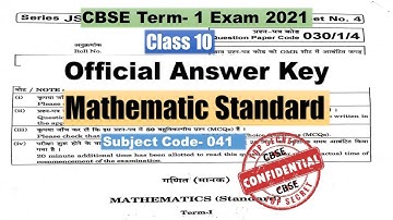 Mathematics Standard | Answer Key | Class 10 Term 1 | | Official Answer | CBSE Term 1 Exam 2021-22 |