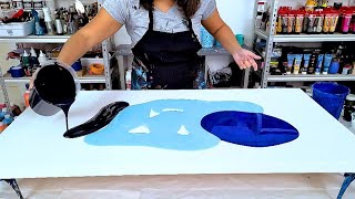 WHOA!! Huge Blue Swipe  Part 2 of 'BIG BLUE'  Acrylic Pouring