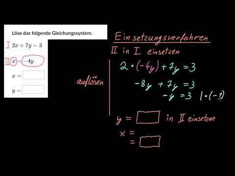 Gleichungssysteme mit Substitution: -3x-4y=-2 & y=2x-5 | 8. Klasse | Mathematik | Khan Academy