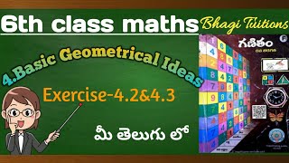 6th class maths in telugu||chapter-4 Basic Geometrical ideas||Exercise-4.2&4.3