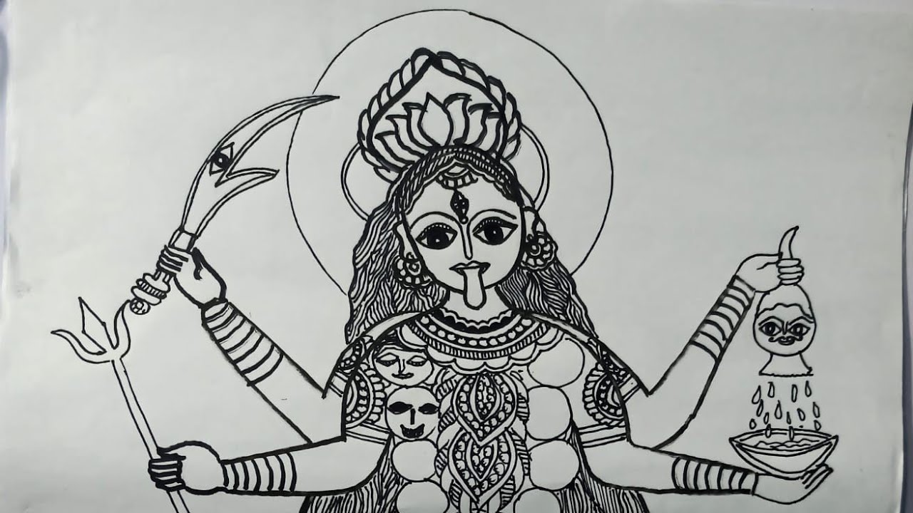 learn-how-to-draw-maa-kali-step-by-step-in-madhubani-painting