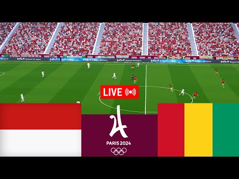 Indonesia U23 vs Guinea U23 LIVE. 2024 Olympic Games Play Off Full match - Video game simulation