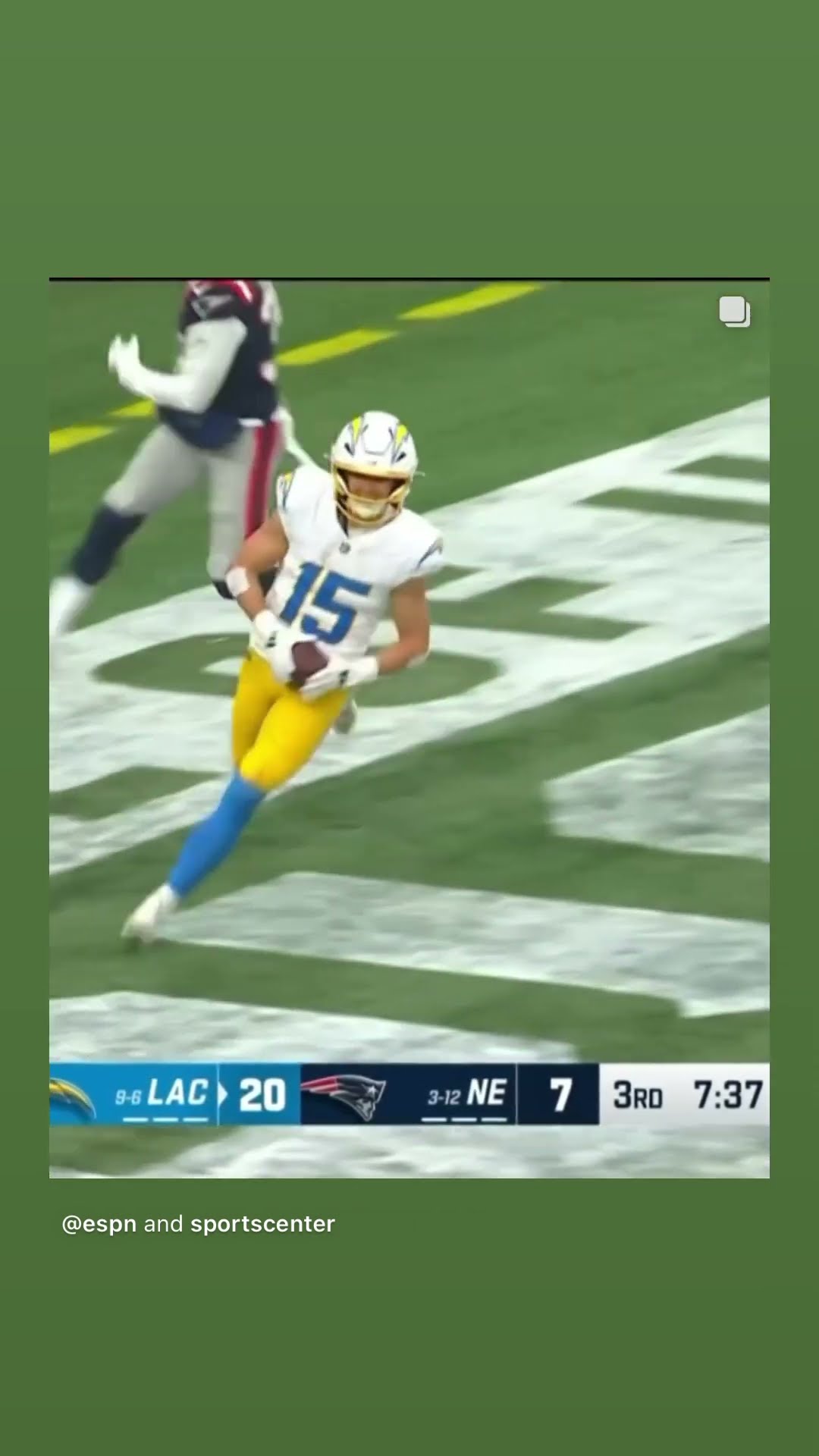 His second TD #hoodnews #chargers #LaddMcConkey #JustinHerbert #football #patriots #omg #how #wow