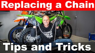 How to Replace a Dirt Bike Chain  KX 250X  O Ring Chain