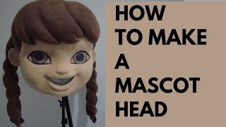 How to make a mascot head PART-5. Sticking fleece on that face. details - mouth, nose, ears, braids