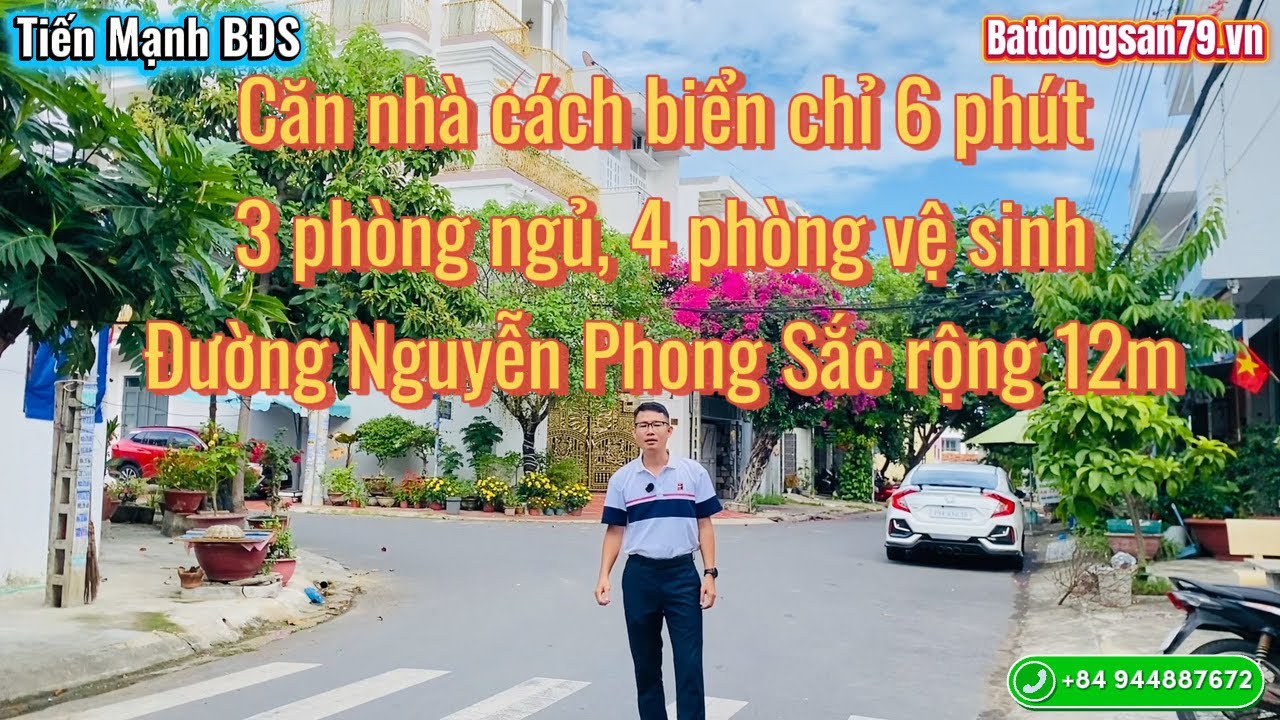 Căn nhà cách biển và chợ chỉ 6 p di chuyển mặt tiền đường Nguyễn Phong Sắc  rộng 12m tại Nha Trang