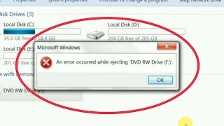 how to fix an error occurred while ejecting dvd rw drive (f) problem in pc