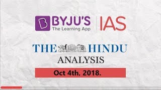 'The Hindu' Analysis for Oct 4, 2018.