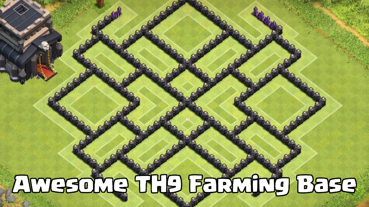 INSANE Clash of Clans TH9 Farming Base (2 Air Sweepers) (July Update