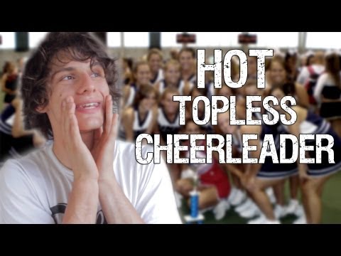 HOT TOPLESS CHEERLEADER ON CAMPUS