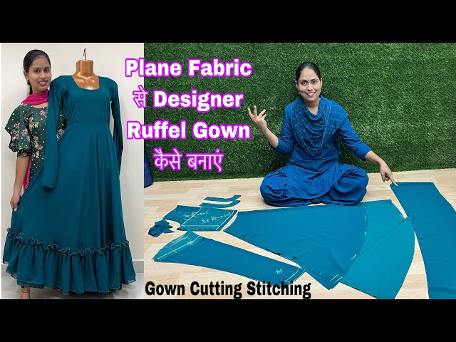 Georgette fabric umbrella frock full sleeve with lining cutting and  stitching/frock suit cutting - YouTube