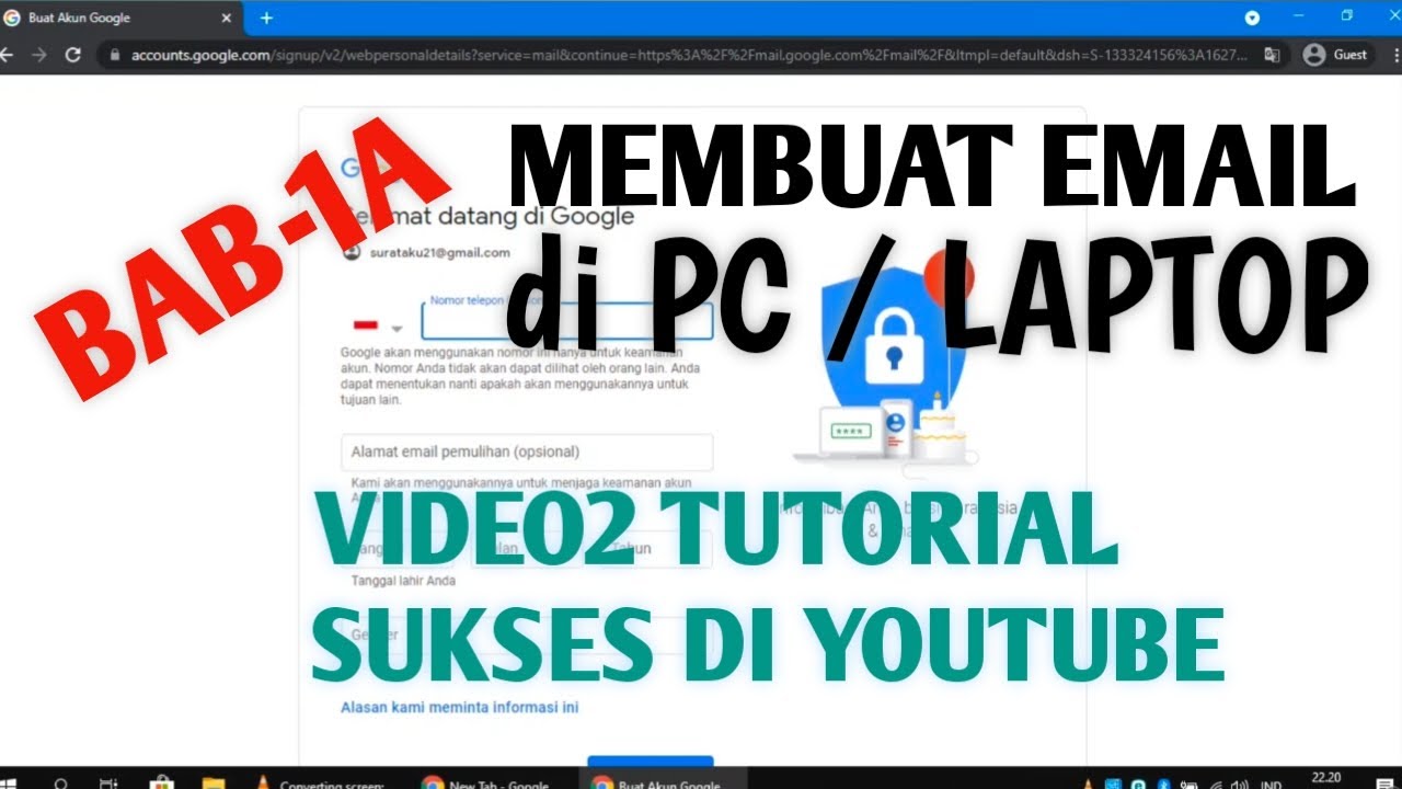 TUTORIAL YOUTUBER BAB-1 | CARA MEMBUAT EMAIL AKUN YOUTUBE Di PC ...