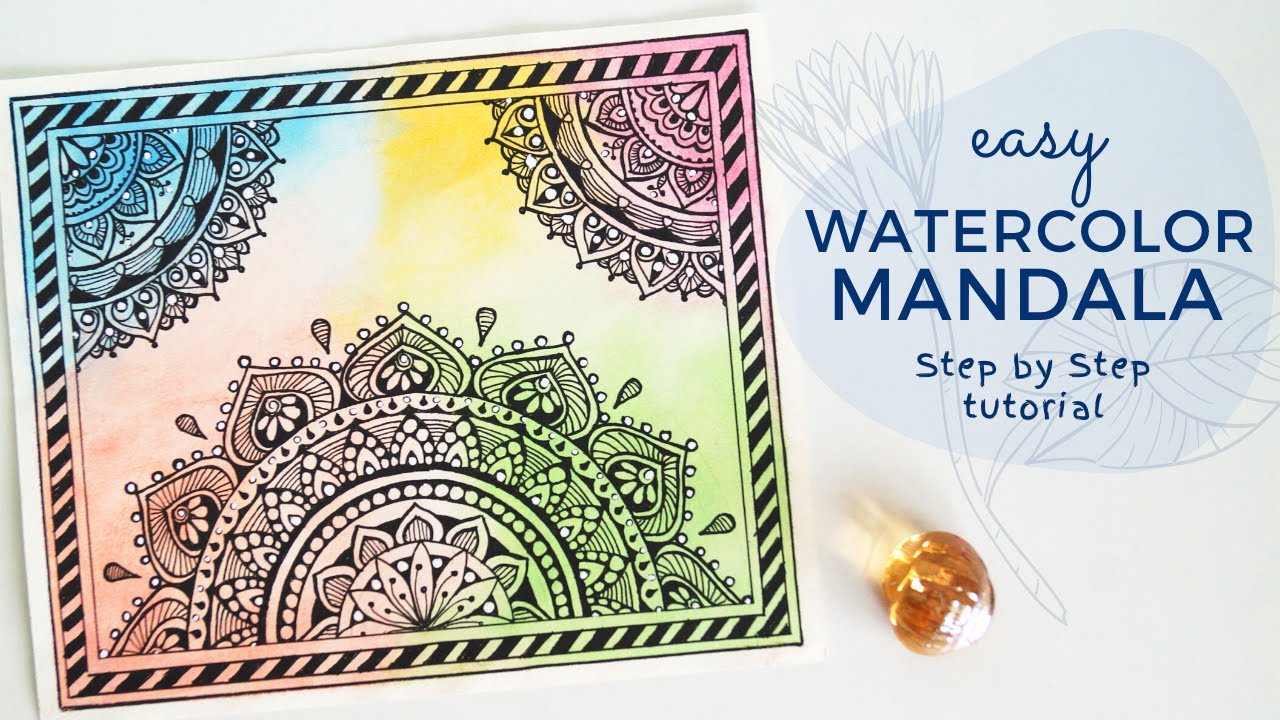 Learn to draw easy mandala art || Watercolor Mandala art for beginners || step by step mandala