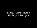 If Justin Tucker makes this 66 yard field goal……#shorts