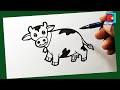 How to Draw a Cow Step by Step Drawing in Tamil | Easy Cow Drawing | Art Project for Kids