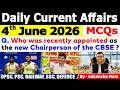 4th June 2026 Current Affairs🔥 | Daily MCQs | Today’s Most Important MCQs #currentaffairs2026