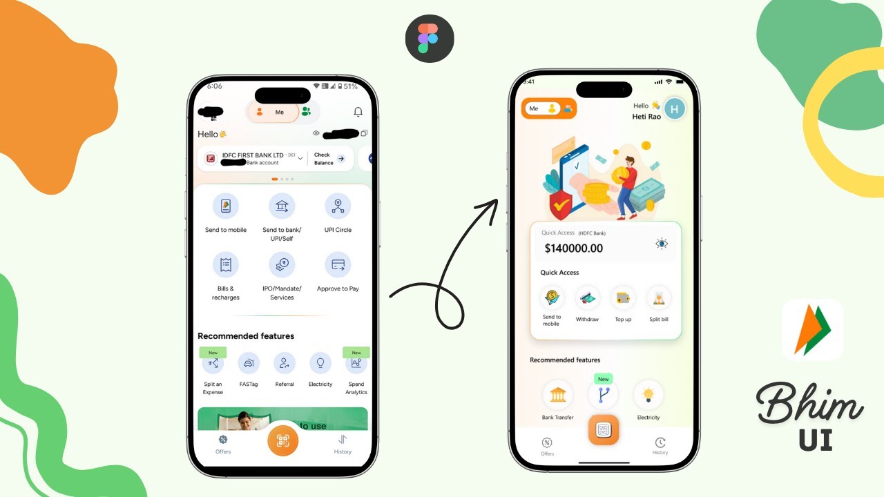How I Redesigned BHIM App UI 🚀 | UI/UX Case Study in Figma 🔥 step by step  #figmatutorial #redesign