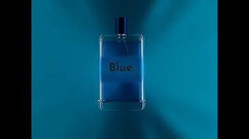 3D animation product rendering of blue perfume bottle concept