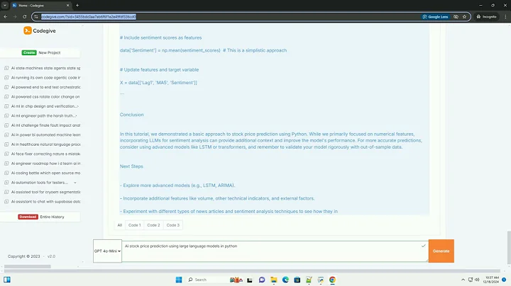 ai stock price prediction using large language models in python