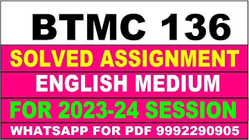 btmc 136 solved assignment 2023-24 | btmc 136 solved assignment in english 2024 | btmc 136 2024