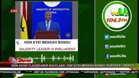 Osei Kyei-Mensah-Bonsu Breaks Silence After Backlash Over 'Non-Akan’ Flagbearer Comment