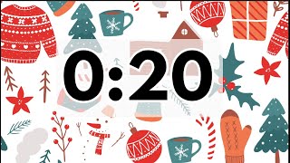 20 Second Christmas Countdown Timer, No Music, Bell at End