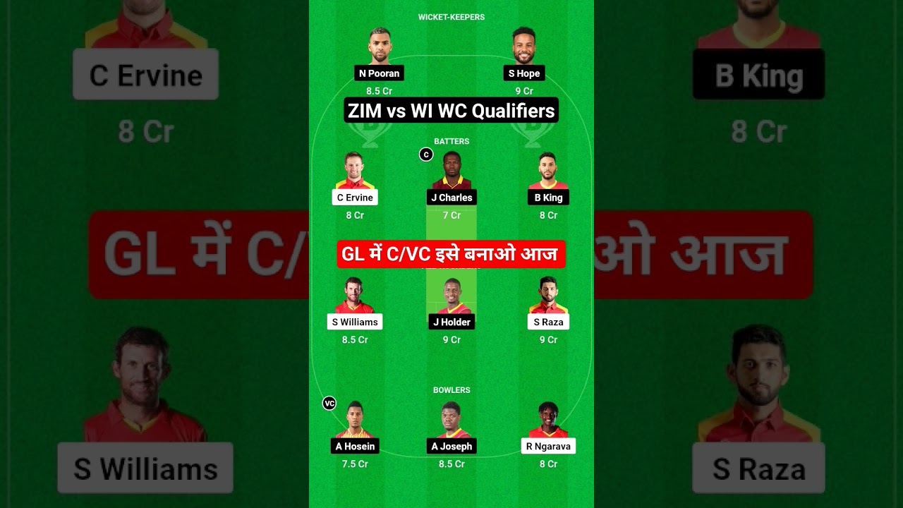 Zimbabwe vs West Indies Dream11 Team | ZIM vs WI Dream11 Prediction | ODI World Cup Qualifiers 2023