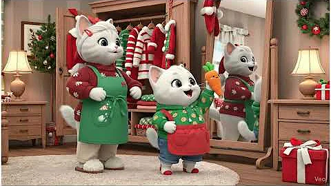 Mama Cat & Baby Cat Make Christmas Cookies 🍪🐱 | Cozy Holiday AI Cat Cooking