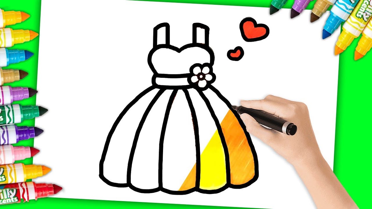 Simple princess Dress Drawing for Beginners by cutie art corner - YouTube