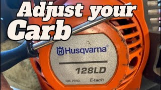 Husqvarna string trimmer only runs on choke ! Fix your weedeater #mowermaintenance #carbajustment