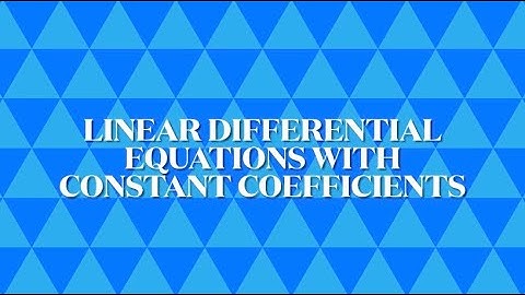 DIFFERENTIAL EQUATIONS | Lec-16 |Linear Differential Equations with constant coefficients (Part-1)