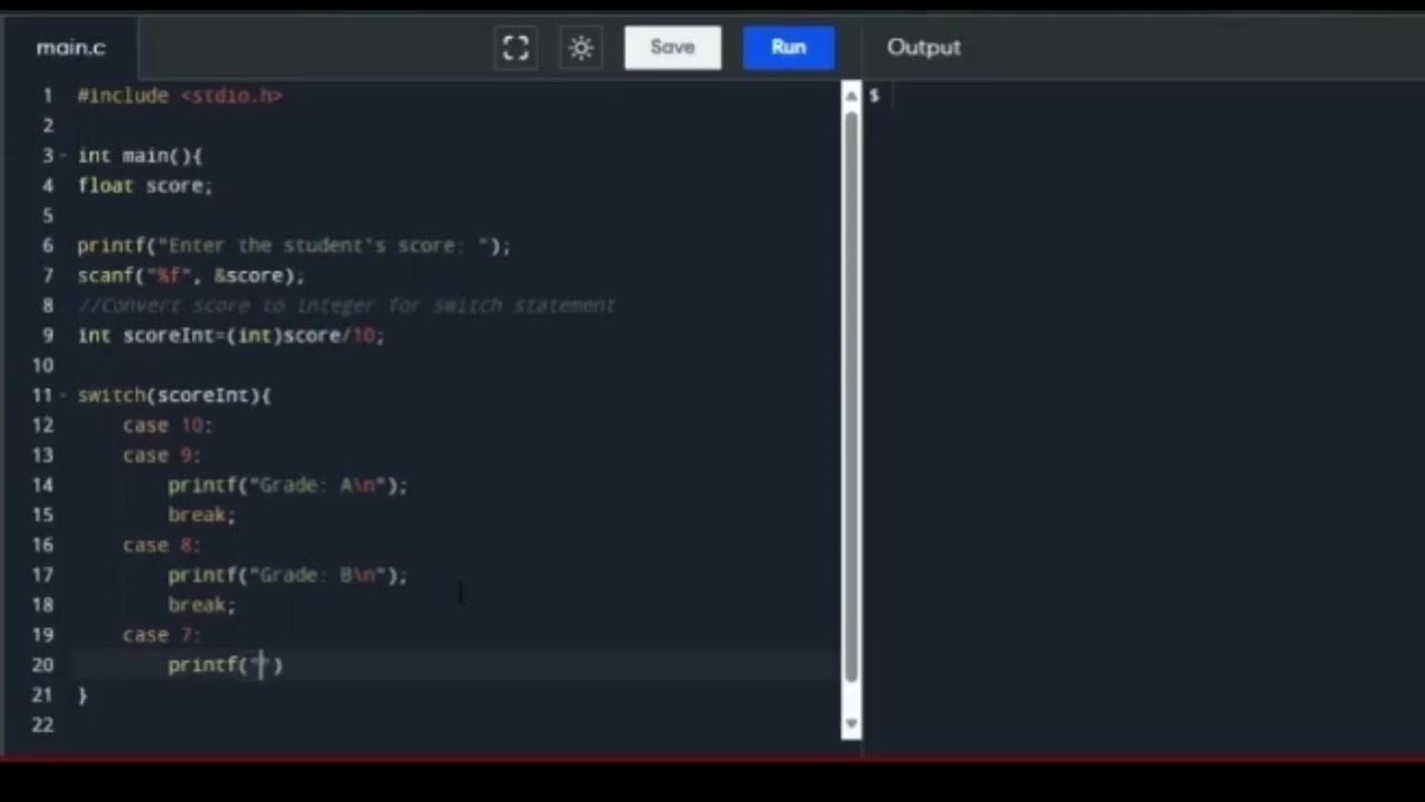 Developing a C Program to Input Student Scores and Output Corresponding ...