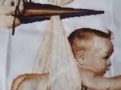 Вышивка крестом аист с младенцем схема бесплатно