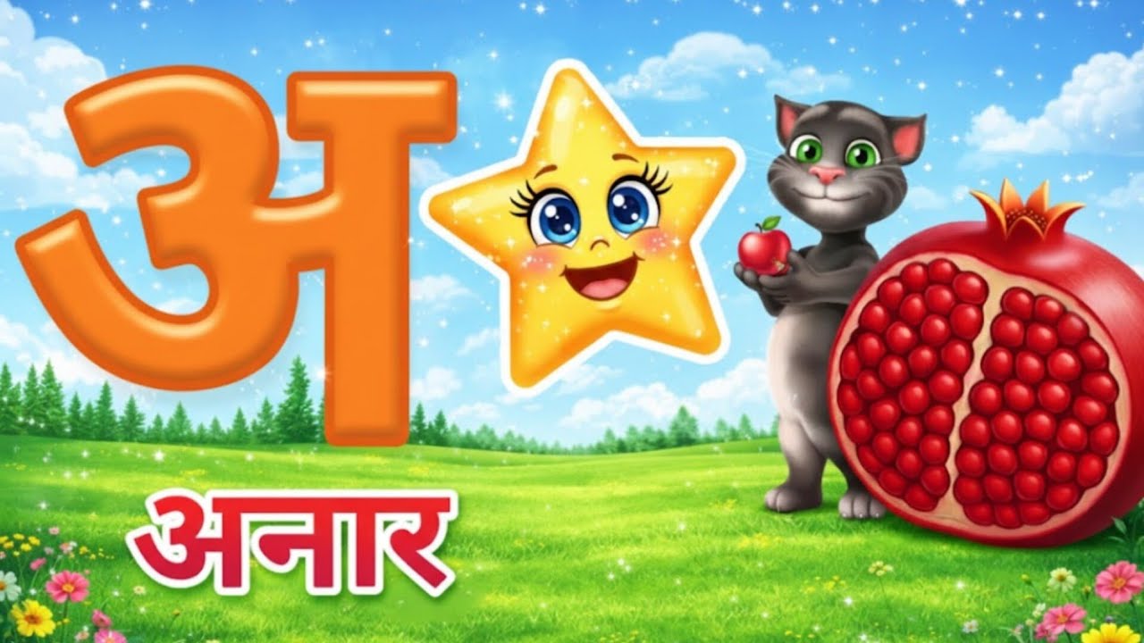 ✨️अ से अनार | Learn Hindi Varnamala with Talking Star 🌟 | Cartoon Mam | Hindi Phonics for Kids 🐱 