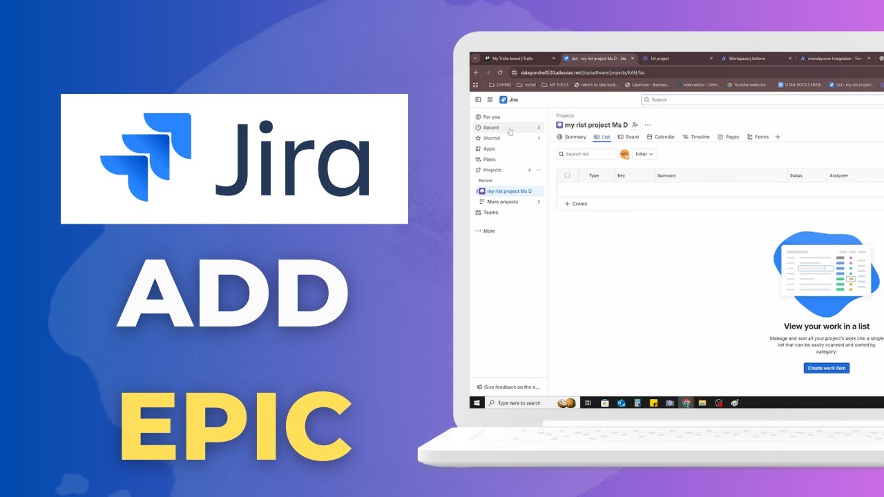 How to Add an Epic in Jira Create Large Work Items - YouTube