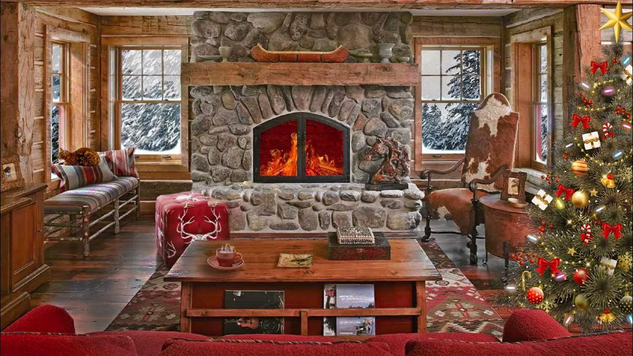 Cozy Christmas Ambience Warm Fireplace & Blizzard! YouTube