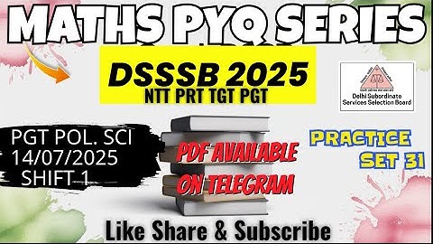 DSSSB MATHS | TARGET DSSSB 2025 | PRACTISE SET - 31 |  #dsssbexamwindow @dsssbexamwindow