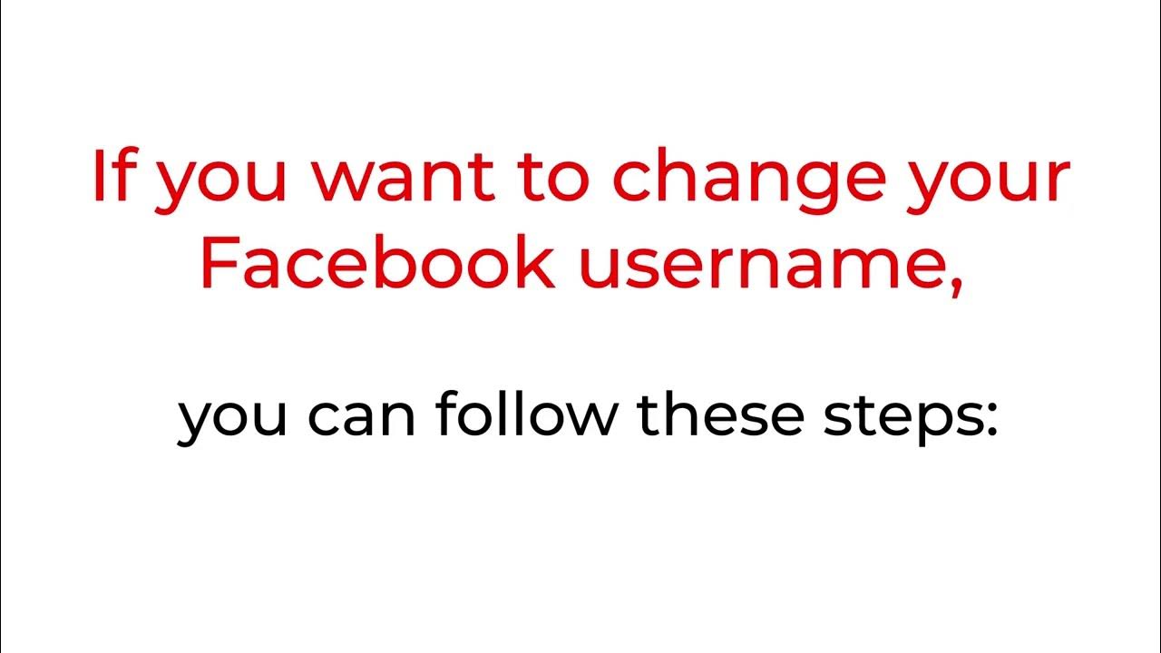 How to change your Facebook User name 2024 YouTube
