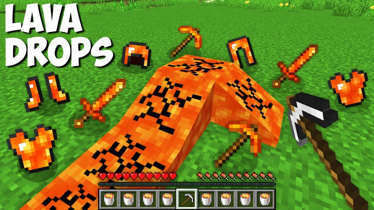 How to MINE LAVA and GET LAVA DROPS in Minecraft ? SECRET LAVA ITEMS