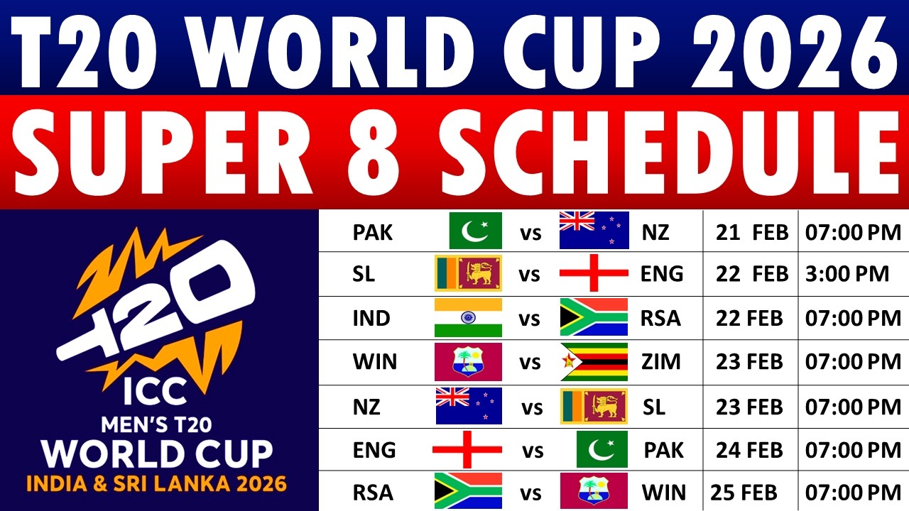 ICC T20 World Cup 2026 Super 8 Schedule | ICC T20 World Cup 2026 Super ...