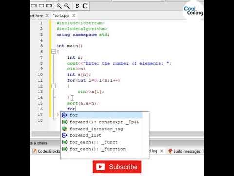 Inbuilt sorting of an Array | C++ Program | Cool Coding | - YouTube