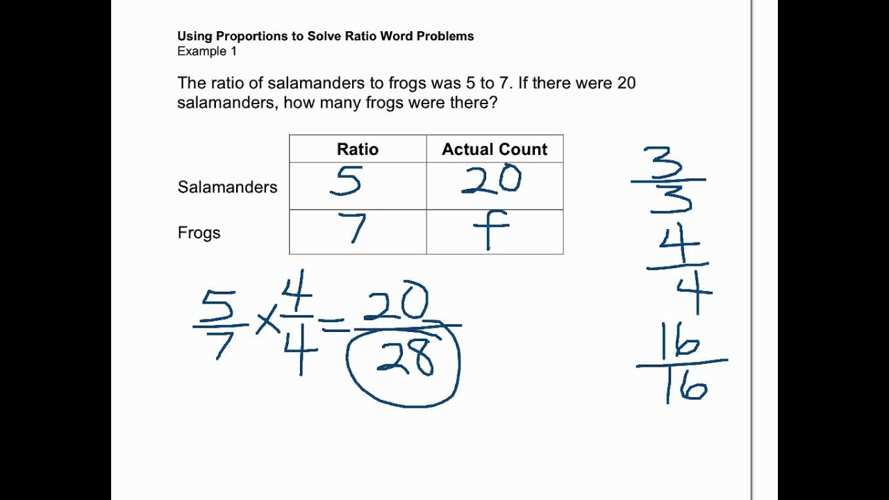 Proportions Solve Ratio Word Problems - Youtube