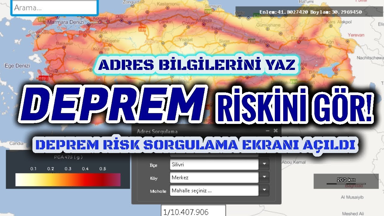 afad deprem riski sorgu ekrani adres bilgilerini kullanarak deprem risk sorgulamasi nasil yapilir youtube ekran dijital ortam bilgi