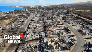 Maui wildfires: Drone video shows Lahaina left in smouldering ruins
