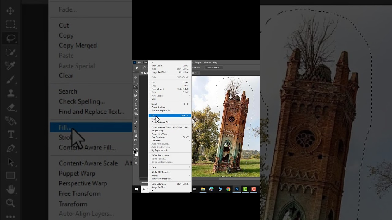 How to use puppet warp tool to straighten a building 